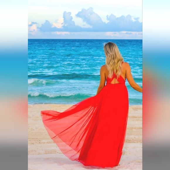 ASOS RED DRESS TULLE SZ.6 - Picture 2 of 16